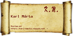 Karl Márta névjegykártya